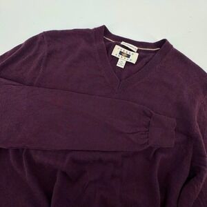 Joseph Abboud Sweater Mens XL Burgundy Extra Fine Merino Wool V-Neck Pullover